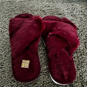 Plush Burgundy Slippers